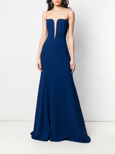 Shop Stella Mccartney Sheer Panelled Long Gown In Blue