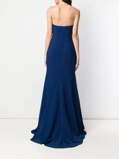 Shop Stella Mccartney Sheer Panelled Long Gown In Blue