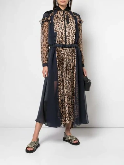 Shop Sacai Leopard Print Bomber Maxi Dress In Brown