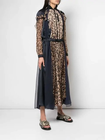 Shop Sacai Leopard Print Bomber Maxi Dress In Brown