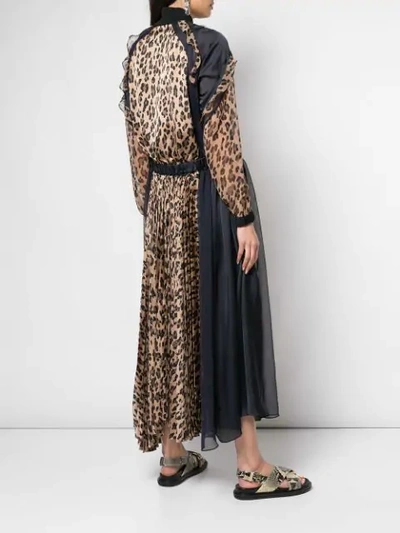 Shop Sacai Leopard Print Bomber Maxi Dress In Brown