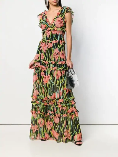 Shop Pinko Floral Ruffle Dress - Black