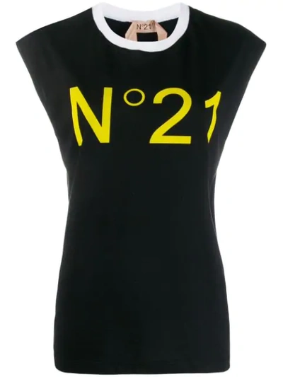 Nº21 对比LOGO T恤 - 黑色
