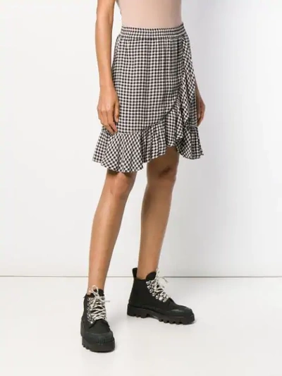 Shop Ganni Check Print Skirt In Black