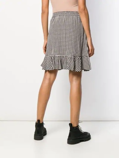 Shop Ganni Check Print Skirt In Black