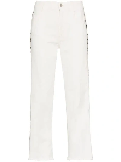 Shop Stella Mccartney Logo Strip Cropped Jeans In White