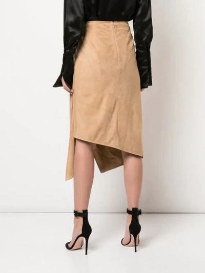 Shop Oscar De La Renta Asymmetric Midi Skirt - Brown