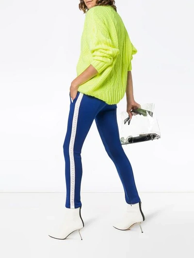 Shop Miu Miu Crystal-embellished Sweatpants In F0016 Bluette