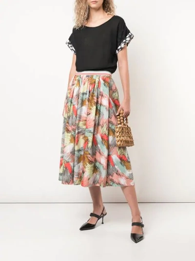 Shop Missoni Printed Pleated Skirt In Multicolour