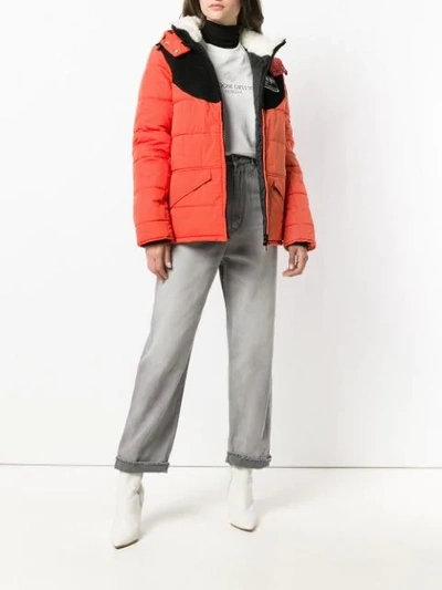 Shop Golden Goose Hooded Padded Jacket In Red