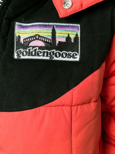 Shop Golden Goose Hooded Padded Jacket In Red