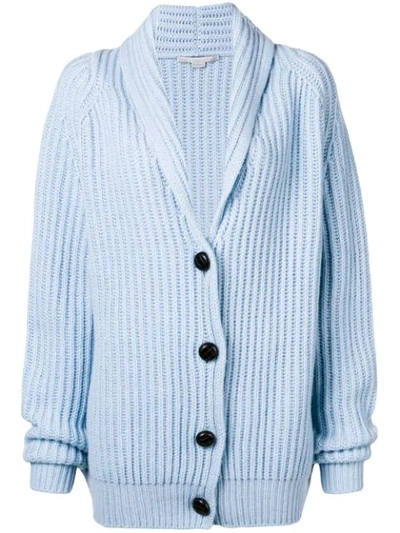 Shop Stella Mccartney Oversized Ribbed Cardigan - Blue