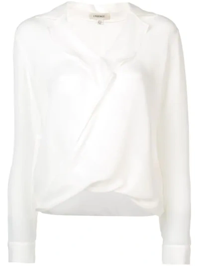 Shop L Agence Draped V-neck Blouse In White