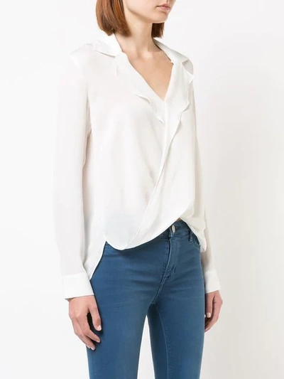 Shop L Agence Draped V-neck Blouse In White