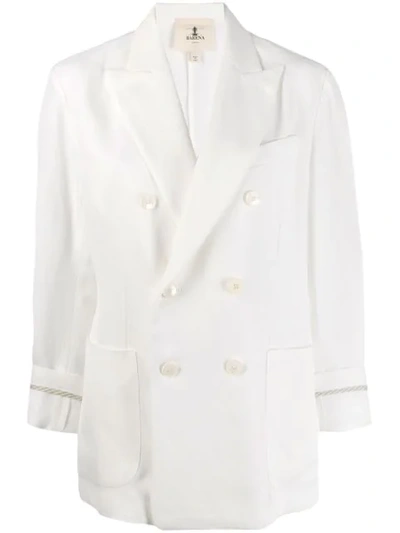 Shop Barena Venezia Double Breasted Blazer In White