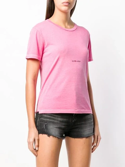 Shop Saint Laurent Logo Print T-shirt In Pink