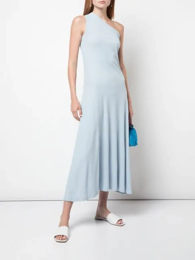Shop Rosetta Getty One Shoulder Tank Dress In Blue