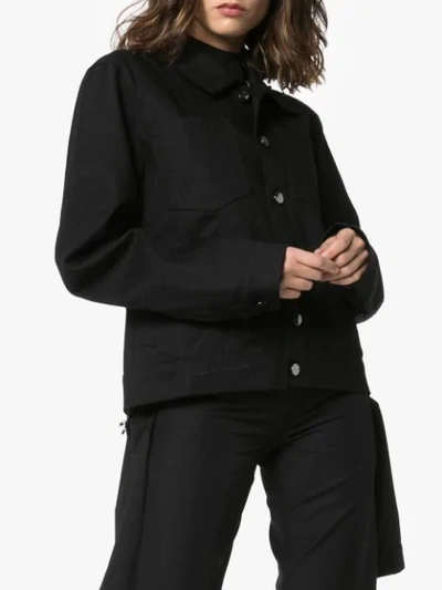 Shop Delada Deconstructed Eyelet Jacket In Black