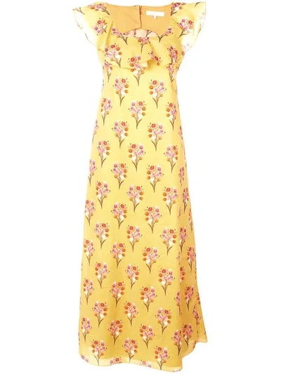 Shop Borgo De Nor Long Floral Dress In Yellow