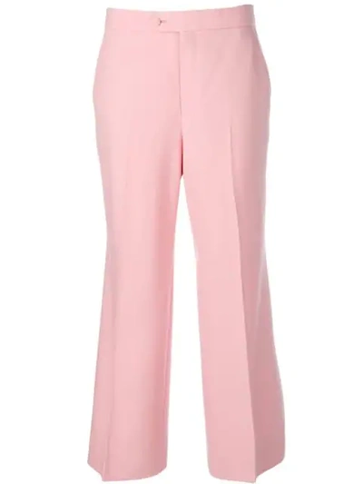 Shop Gucci Straight Cropped Trousers In Pink