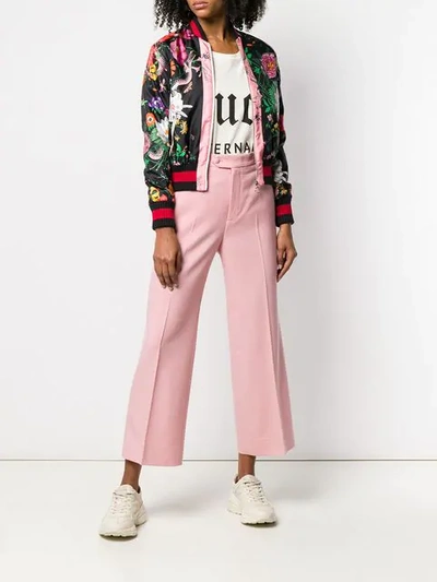 Shop Gucci Straight Cropped Trousers In Pink