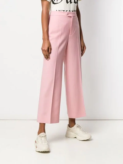 Shop Gucci Straight Cropped Trousers In Pink