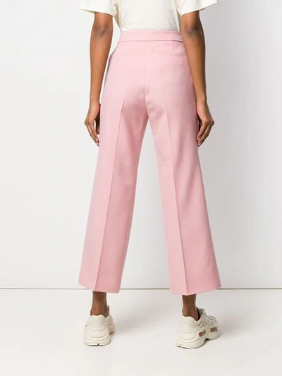 Shop Gucci Straight Cropped Trousers In Pink