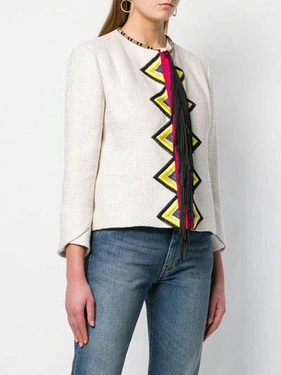 Shop Bazar Deluxe Geometric Embroidered Jacket In Neutrals