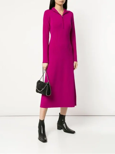 Shop Sykes Half Zip Knitted Dress In Purple