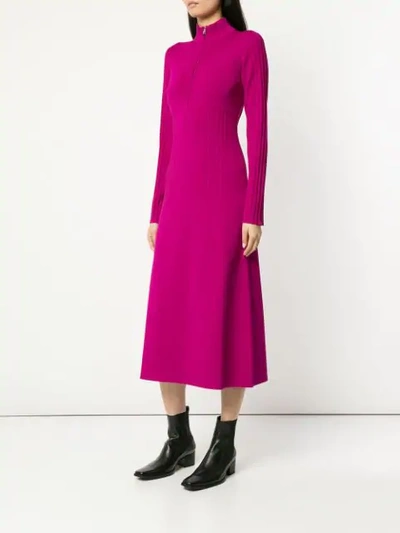 Shop Sykes Half Zip Knitted Dress In Purple