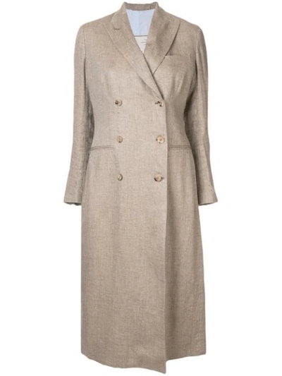 Shop Giuliva Heritage Collection Linen Trench Coat In Brown