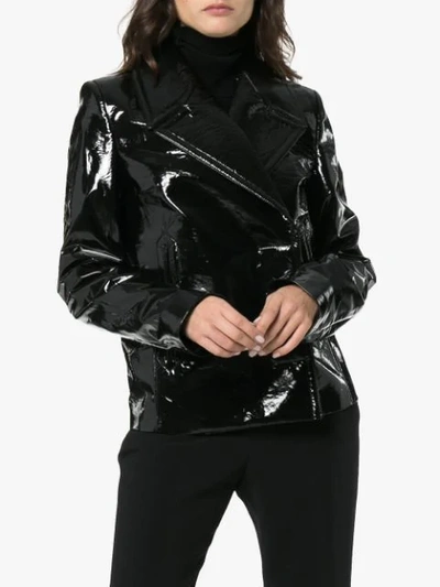 Shop Haider Ackermann Vinyl Blazer Jacket In Black