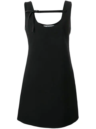 Shop Prada Bow Detail Dress In F0806 Nero+nero