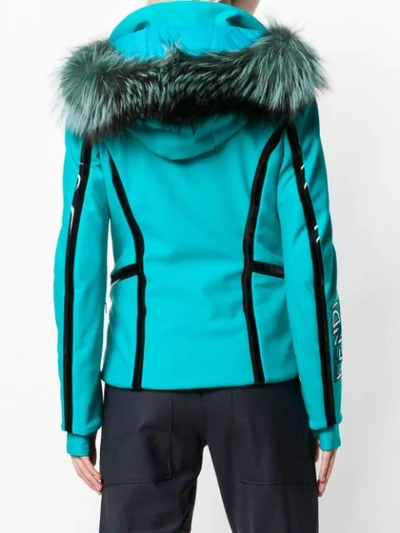 Shop Fendi Zipped Hooded Jacket - Blue
