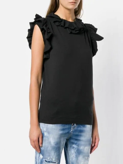 Shop Dsquared2 Ruffle-trimmed Top In Black