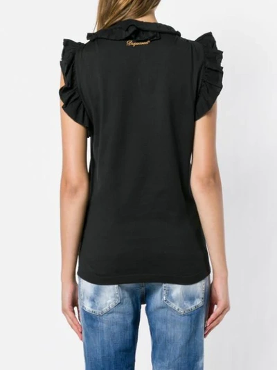 Shop Dsquared2 Ruffle-trimmed Top In Black