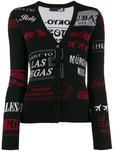 Shop Love Moschino Slim-fit Cities Cardigan In Black