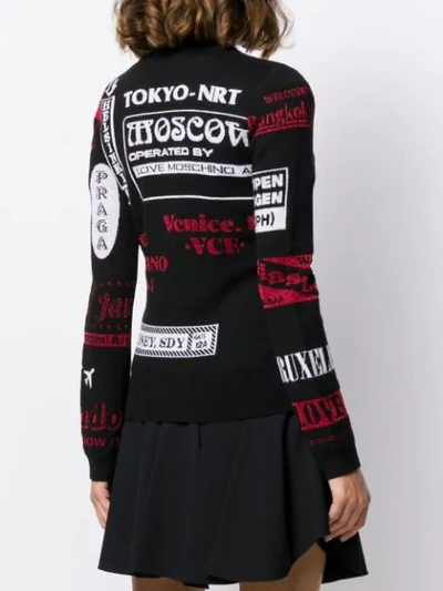Shop Love Moschino Slim-fit Cities Cardigan In Black