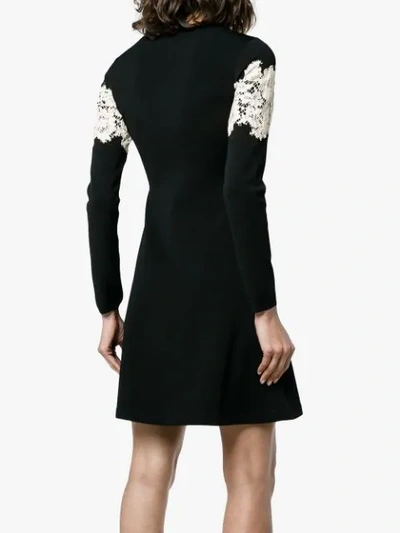 Shop Valentino Lace-embroidered Stretch Mini Dress In 0no - Black