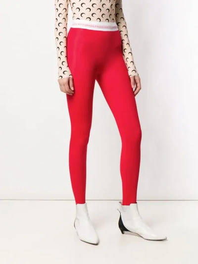 Shop Marine Serre Logo Waistband Tights In Redcoat