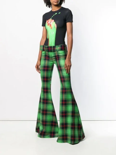 Shop Marco De Vincenzo Checked Flared Trousers - Green