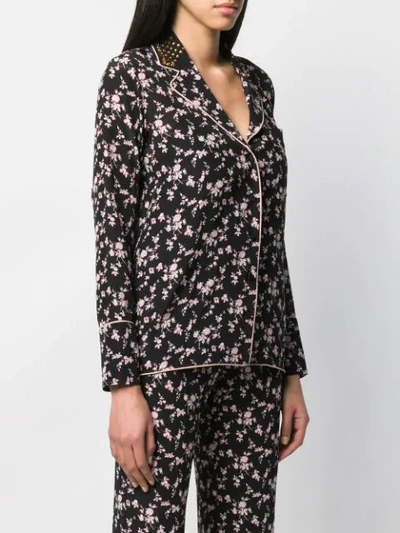 Shop N°21 Floral Print Pyjama Shirt In Black