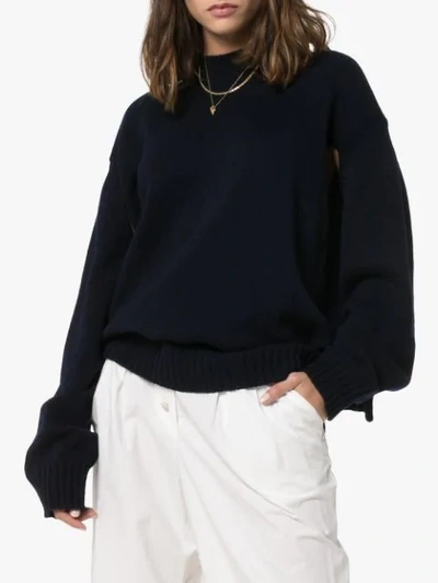 Shop Jil Sander Chunky Knit Wool Jumper In Blue