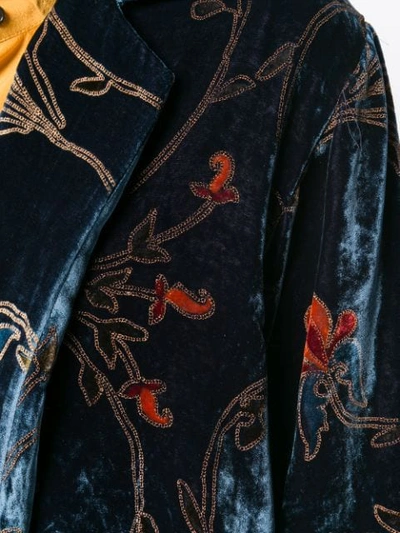 Shop Etro Floral Print Wrap Jacket In Blue