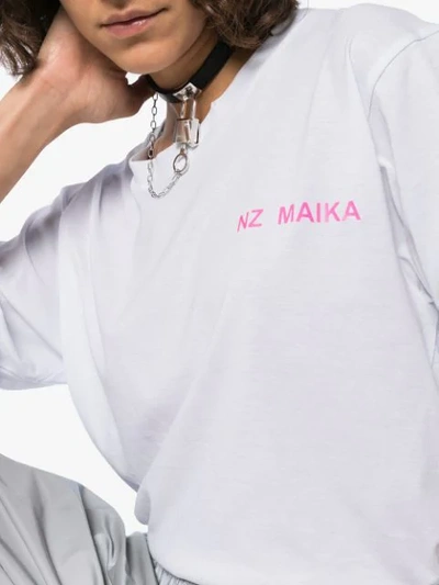 Shop Natasha Zinko Text Print Long Sleeve Cotton T Shirt - White
