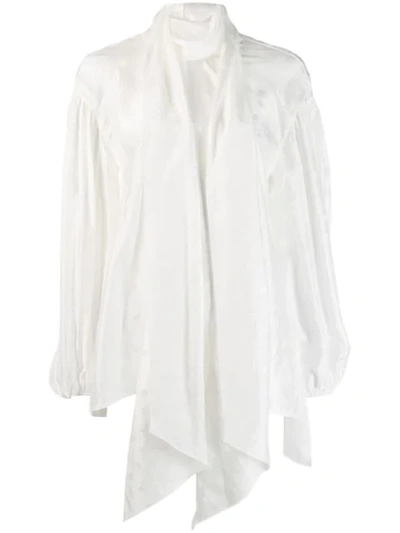 Shop Chloé Billowing Bow-neck Blouse In White