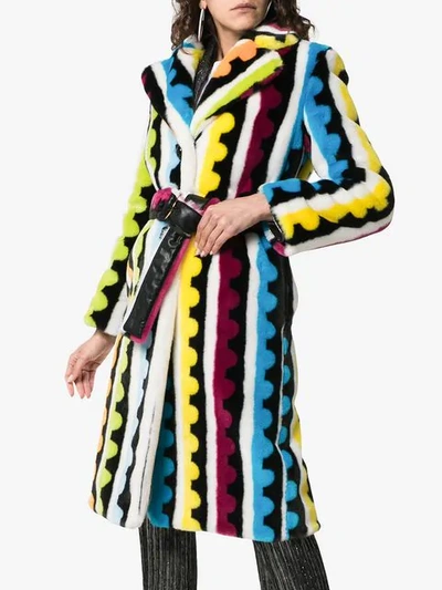 Shop Mary Katrantzou Stokes Striped Faux Fur Coat In Multicoloured