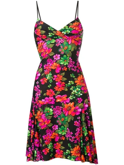 Shop Amen Floral Print Dress - Black