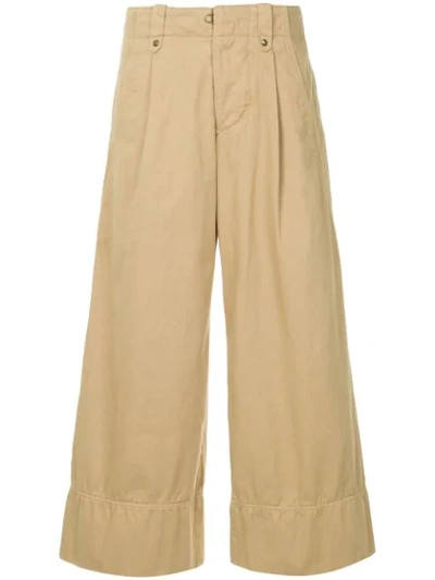 Shop Kolor Wide Leg Cropped Trousers In Brown