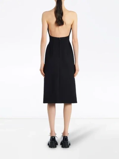 Shop Prada Strapless Midi Tailored Dress In Black